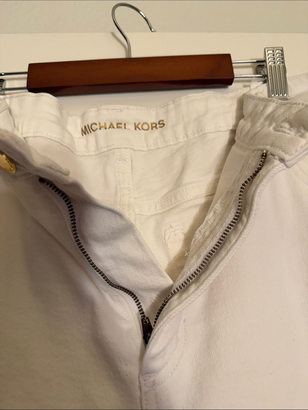 Michael Kors White Kids Jeans with Zip Detail